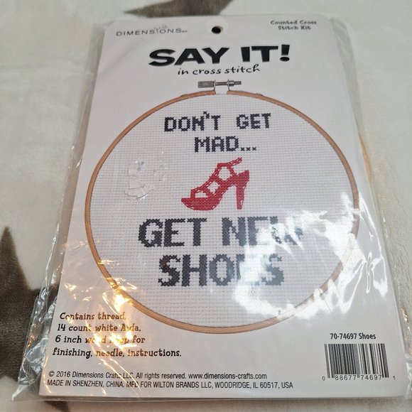 Dimensions Counted Cross Stitch Kit ~ Don't Get Mad... Get New Shoes #70-74697 - Picture 1 of 7